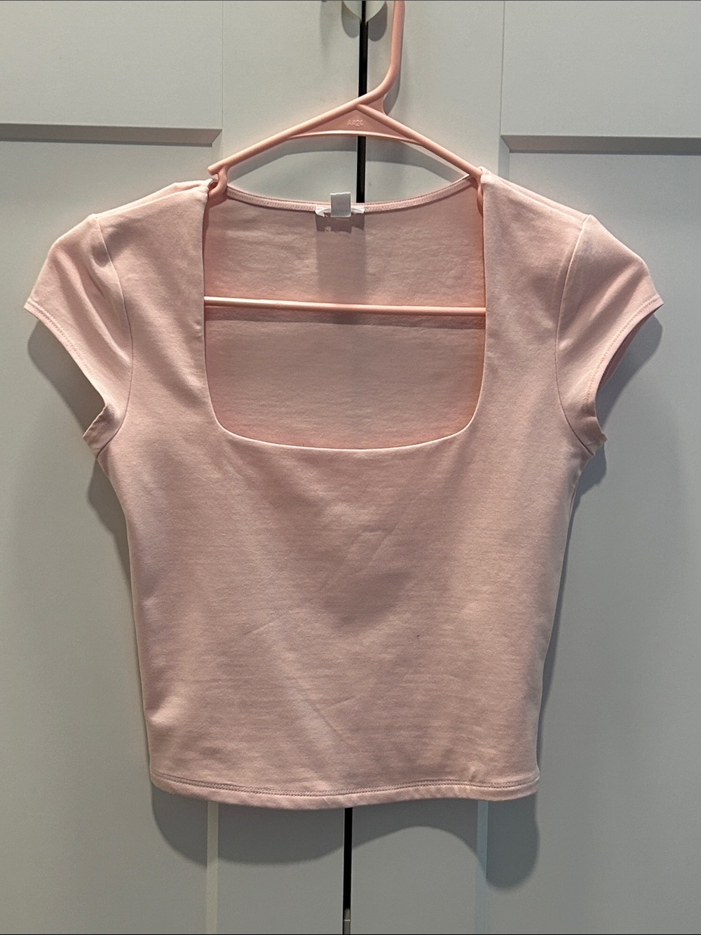 Garage Light Pink Square Neck Crop Top
